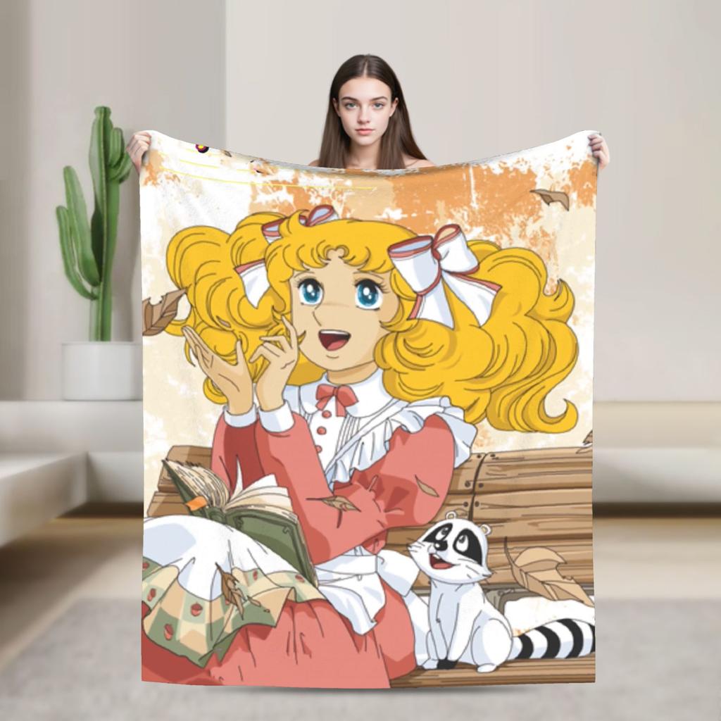 Candy Candy Cartoon Flannel Blanket Anime Fashion Throw Blanket for Sofa Bedding Lounge 125*100cm Quilt