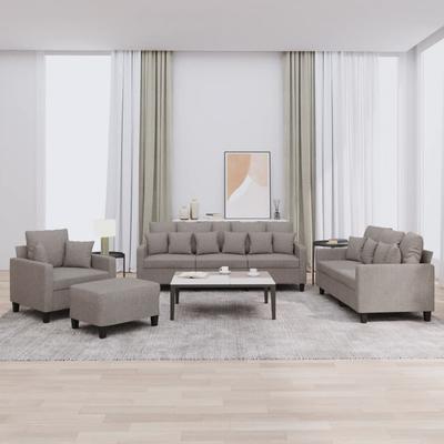 Vidaxl 4-Cz. Conjunto de Sala de Estar com Almofadas, Taupe, Tecido