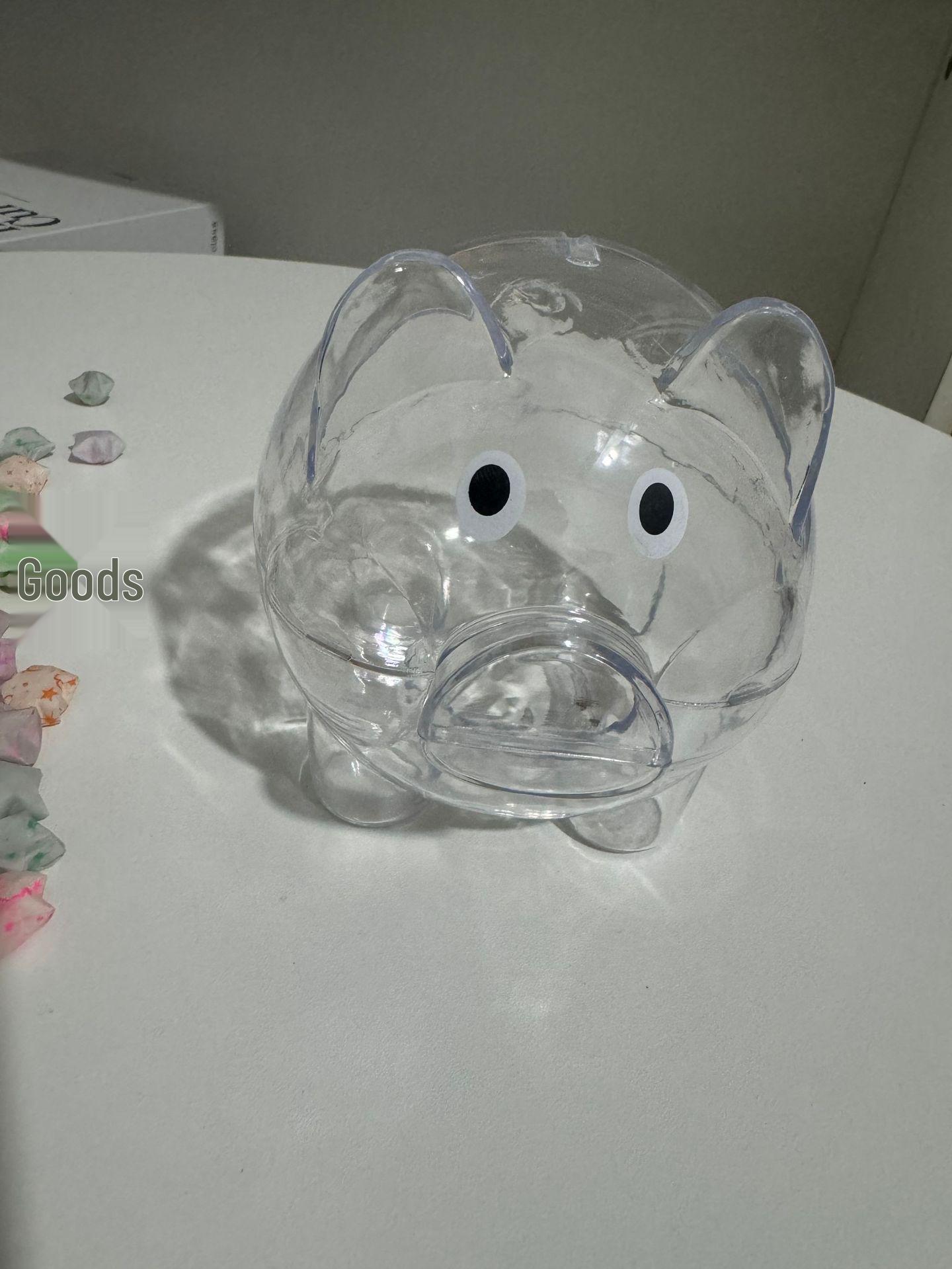 Adorable Cartoon Piglet Transparent Piggy Bank – Cute Money Saving Box Coin Bank Toy прозрачный белый