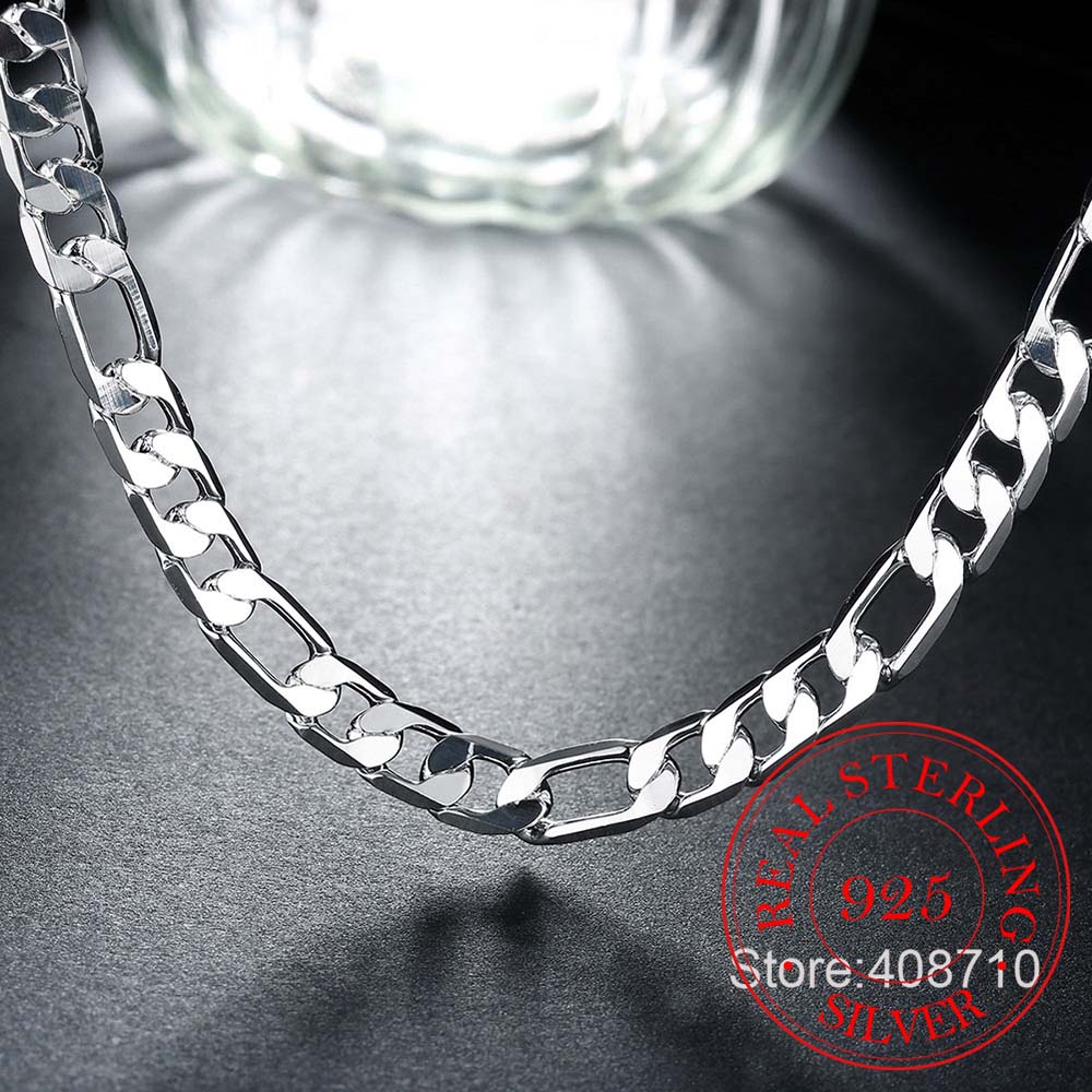 925er Sterlingsilber 6mm/8mm Kette Seitwärts Halskette Mann Frau Senior Luxus Schmuck Statement Halskette