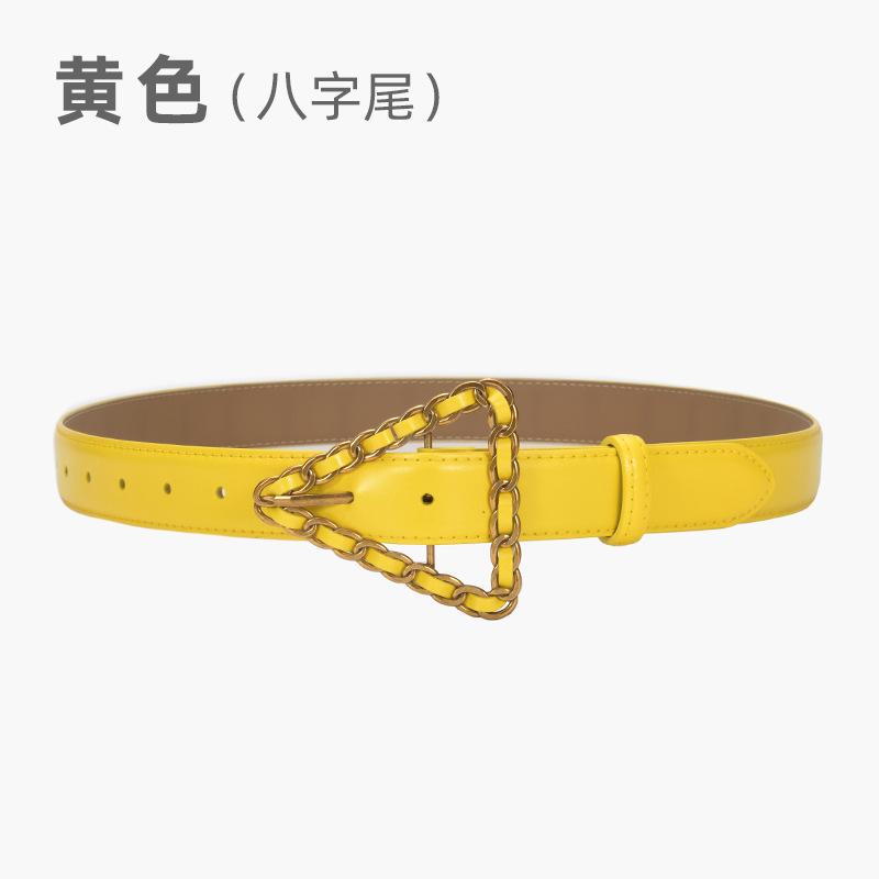 Women'S Belt Retro Triangle Pin Buckle Chain Belt Women'S Decorative Leather Fine Belt Women'S Dress