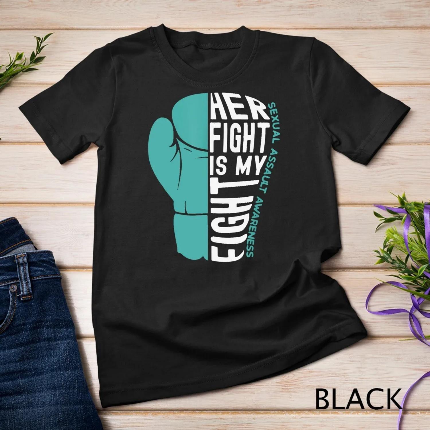 Her Fight Is My Sexual Assault Awareness Boxing Glove T shirt S