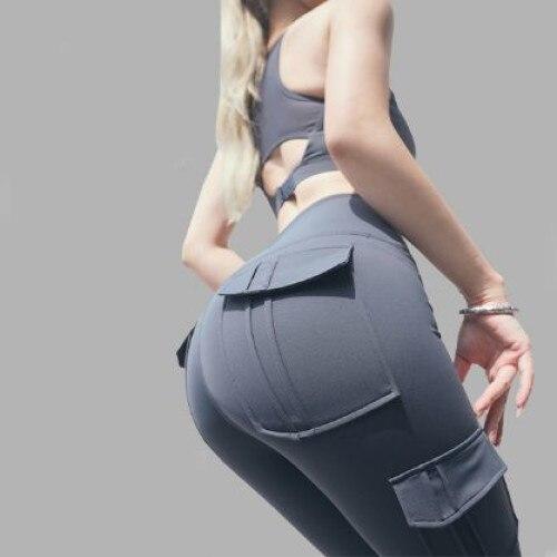 Cargofit Cargo Leggings with Pockets Gray S/M