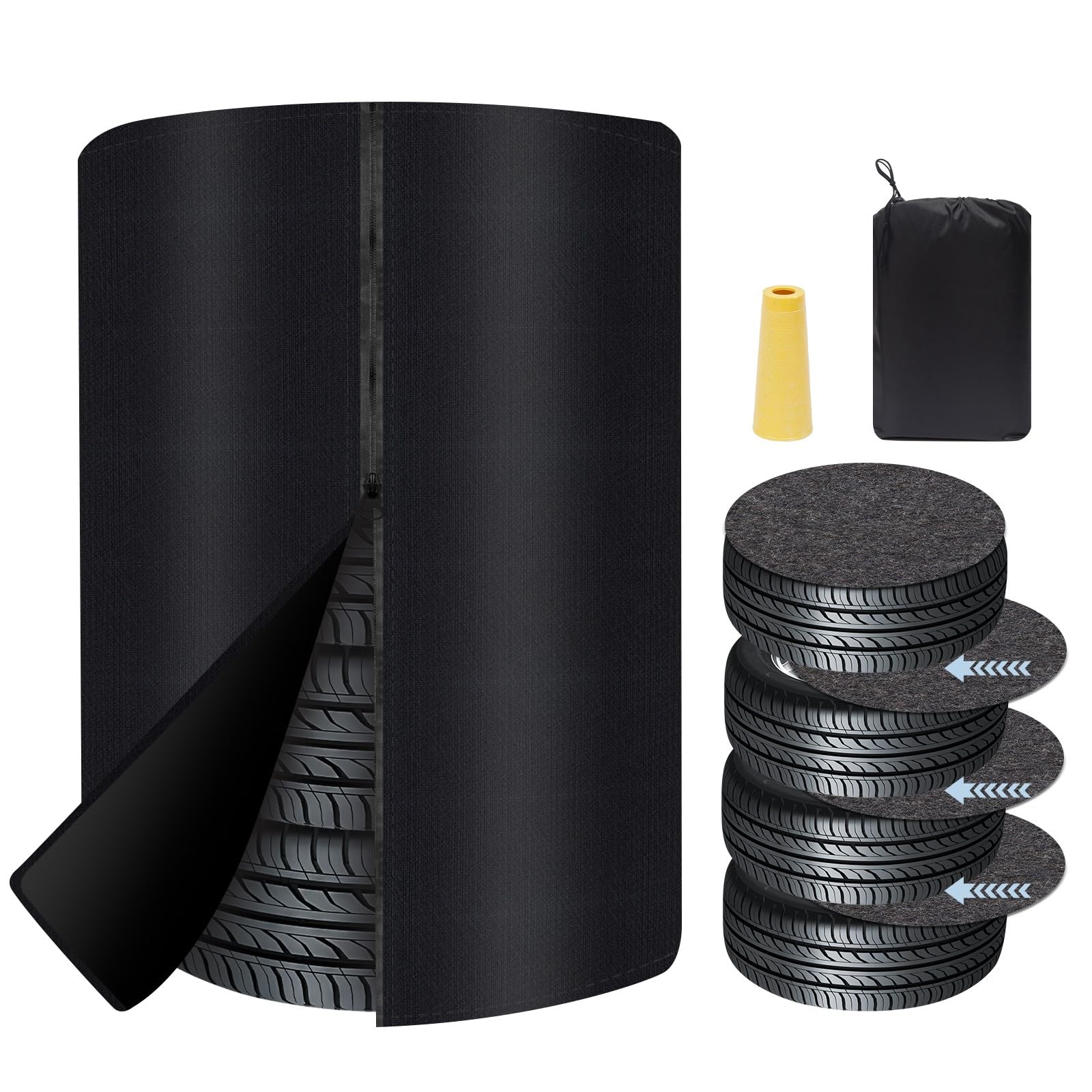 

Чехол для шин, Водонепроницаемый, Толстый 600D, Уличный чехол для шин, 4 шины; Хранение, УФ-лучи, Деградация, 73 x 110cm чёрный