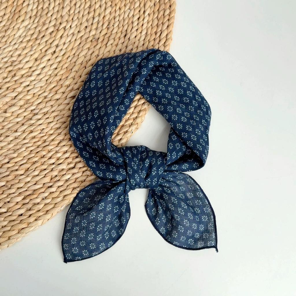 Spring And Summer Women Linen Floral Thin Neck Scarves Square Scarf Neckerchief Office Lady Hijab Headband Female Foulard