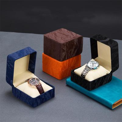 Schwarze Einzeluhren-Geschenkbox mit Kissen PU-Leder Armbanduhr-Präsentationsetui Organizer für Herren Klappschalen-PU-Leder-Uhrenetui
