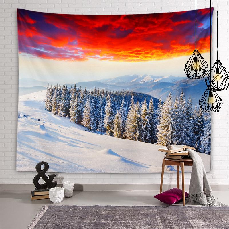Winter Landscape Wall Art Aesthetic Tapestry Sunset View Tapestry Dormitory Room Aesthetic Decor Bedroom Home Decor