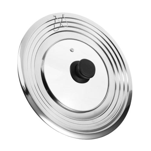 

DECHOUS Pot Lid, Stainless Steel Rimmed Clear Pot Lid, Multipurpose Overflow Prevention Pot Lid (24-30cm), Frying Pan Lid, Stirring Pot Lid, Bacon Gre