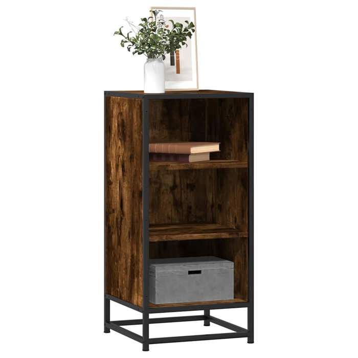 VidaXL Buffet chêne fumé 35,5x35x76 cm bois d'ingénierie et métal, armoire de rangement, meuble d'entrée, meuble d'appoint 848951