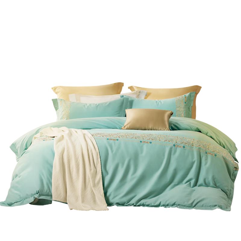 Fuanna Brushed Cotton Nordic Style 4-Piece Bedding Set Flat Sheet Style (Duvet Cover 230x229cm)