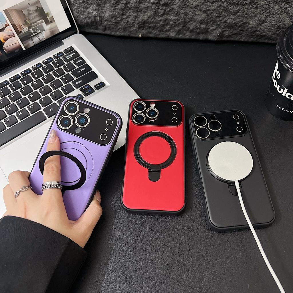 Rotate Stand Holder For Magsafe Phone Case For iPhone 17 Air 16 E 15 14 Plus 13 12 11 Pro Max Magnetic Bracket Anti-fall Cover