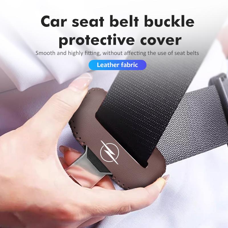 BBGM8 For Opel Car Seat Belt Buckle Plug Leather Protective Cover Meriva Mokka Grandland Vectra Zafira Vivaro Antara