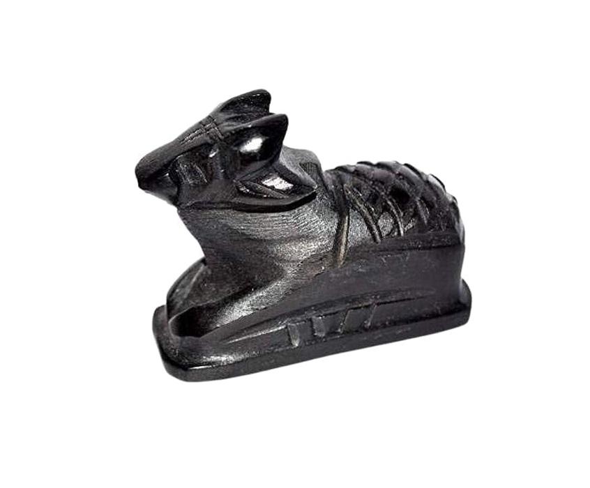 TreegoArt Black Marble Nandi Idol, Handcrafted Matt Finish Shiva's Cow Statue for Home Pooja and Temple - Pack of 1