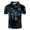 Trendy Short-sleeve Polo Shirt with Stylish Geometric Pattern, Perfect for Casual Daily Wear.