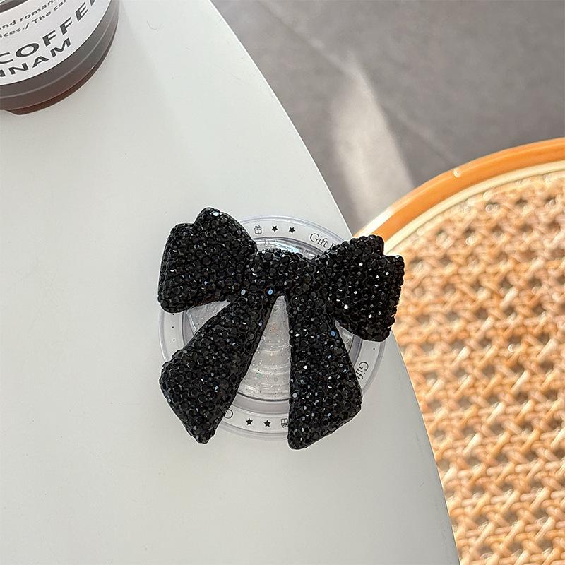 Korean Rhinestone Bow Phone Holder: Magnetic Airbag Ring for Luxury Viewing