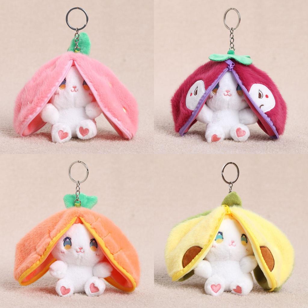 Plush Animal Keychain With Fruit Bunny Design For Girls And Kids