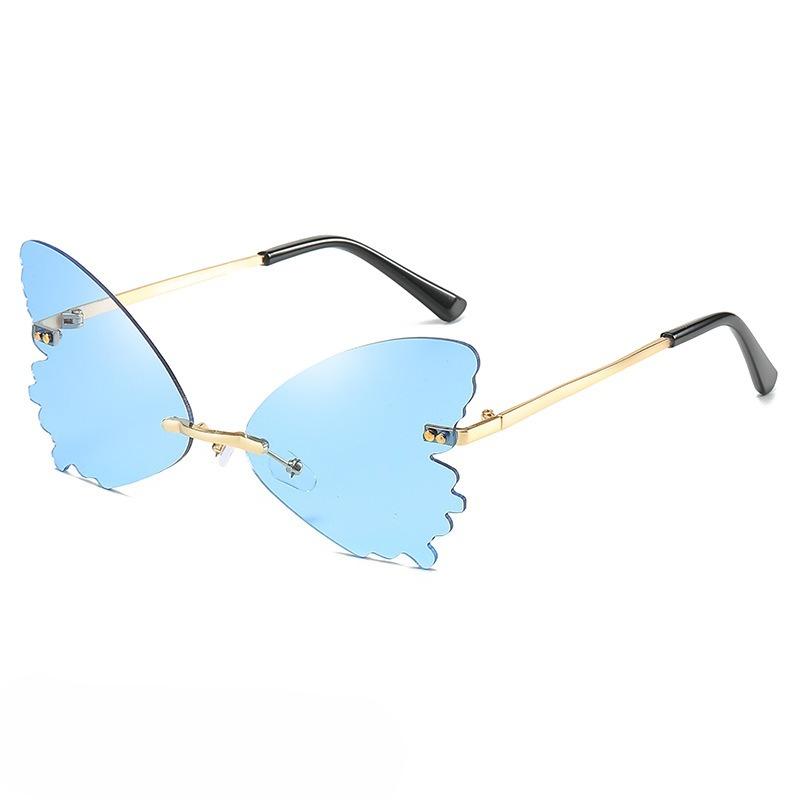 Gafas de Sol Vintage sin Montura Forma de Mariposa Streetwear Mujer Lujo Divertido Rosa Gafas de Sol Tonos UV400 2026 Marca Diseñador SG031