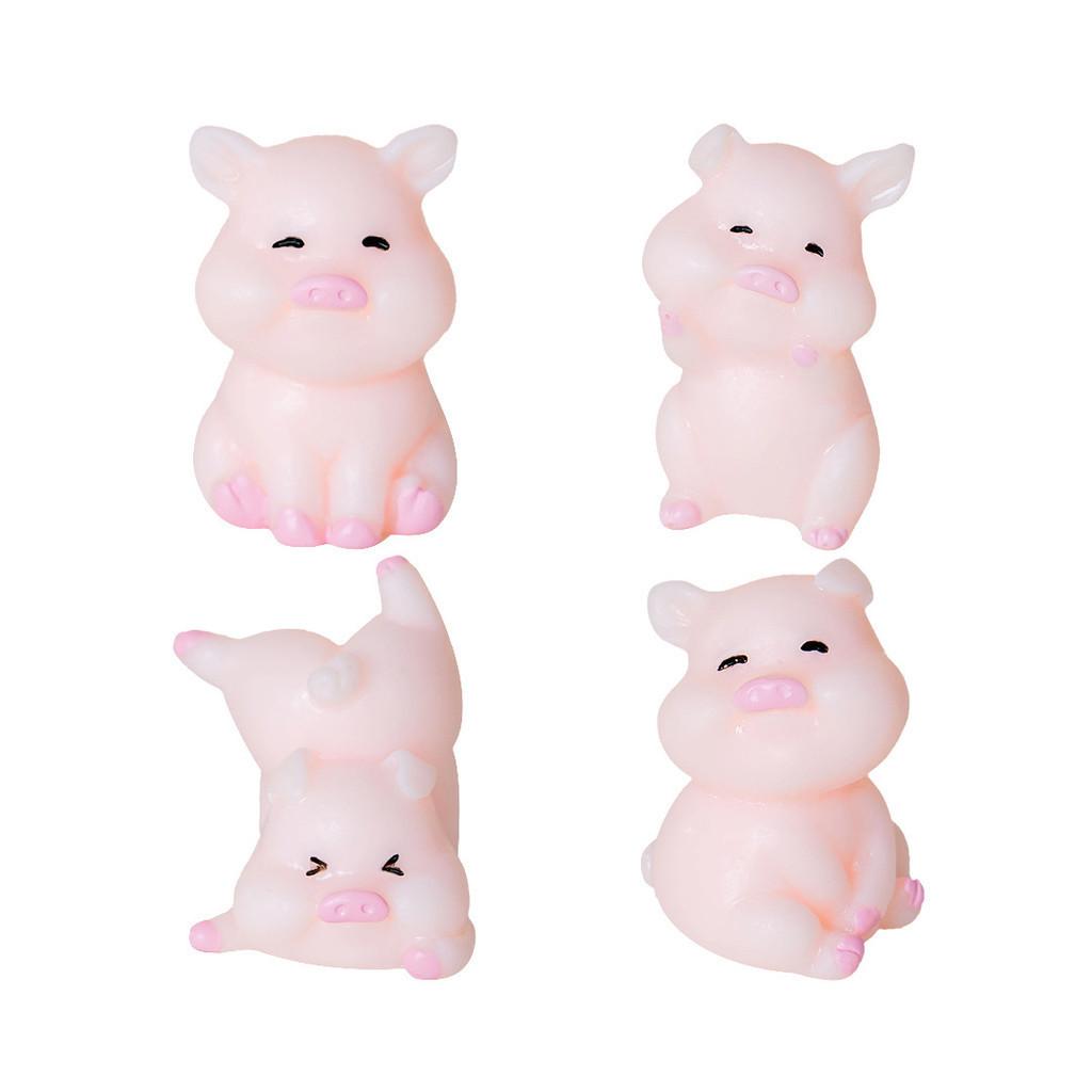 Adorable Miniature Cartoon Pig Figurines Resin Desktop Car Decoration Ornament
