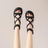 Fashion 2024 Sandals Black Shoes for Women Summer Heels All-Match New Beige Comfort Beach Low Fashion Girls Flat Gladiator Clear Lace