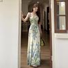 French Beautiful Lotus Leaf Edge Suspender Floral Dress Women's Summer New Gentle Vacation Style Temperament Long Skirt