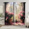 2 Pcs Windowsill Rose Print Curtains,suitable for Bedroom,living Room Kitchen Decoration,home Decoration,window Decoration