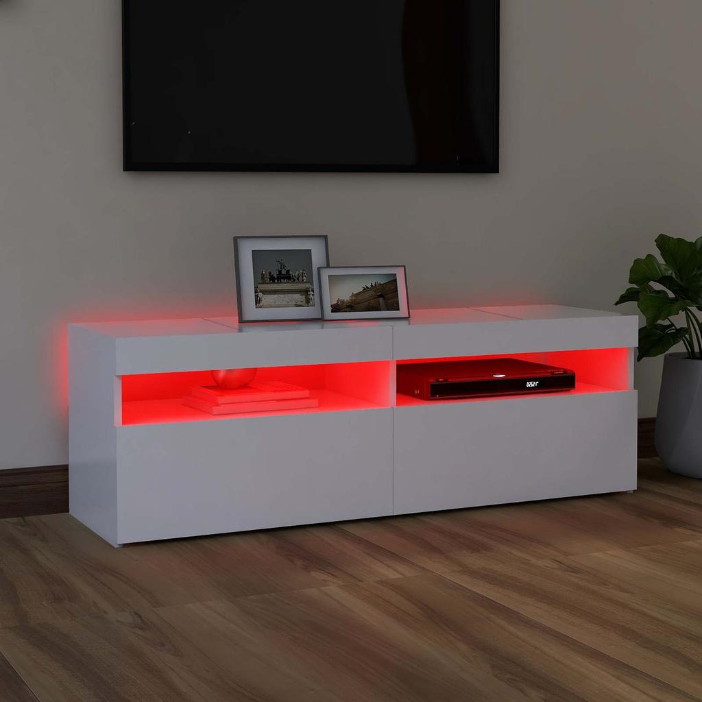TV Cabinet with LED Lights White 120 X 35 X 40 Cm