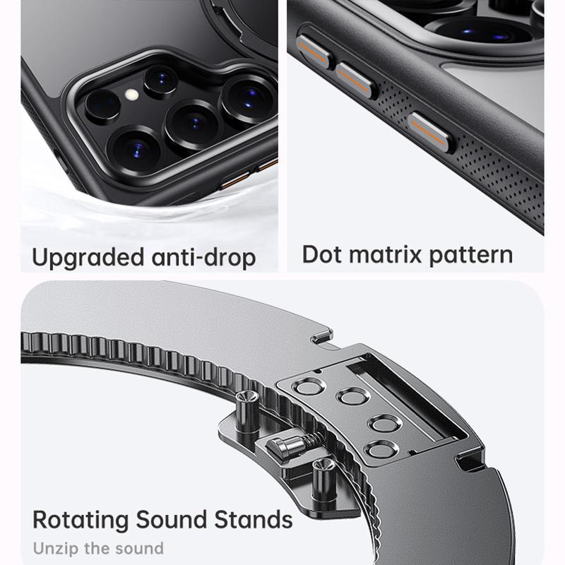 KEYSION N52 Magnetic 360° Ring Stand Case for MagSafe for Samsung Galaxy S25 Ultra 5G S25+ Matte Transparent Shockproof Phone Cover