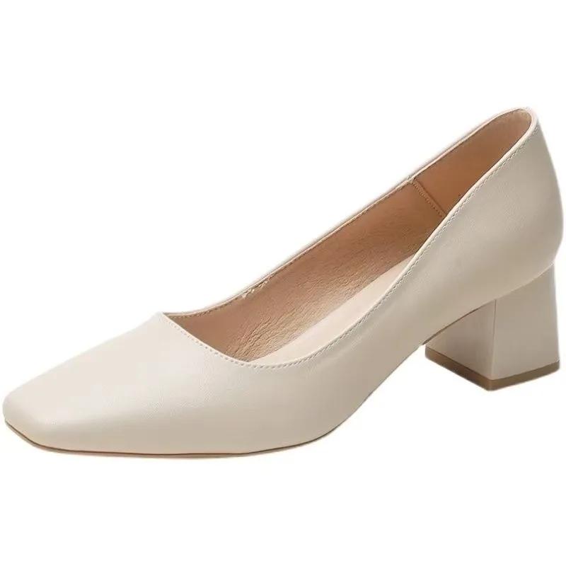 Buty Damskie 2025 Marka Płaskie Damskie Szpilki Kwadratowy Nosek Biurowe i Kariera Nowe Duże Rozmiary Najlepiej Sprzedające się Szpilki Damskie