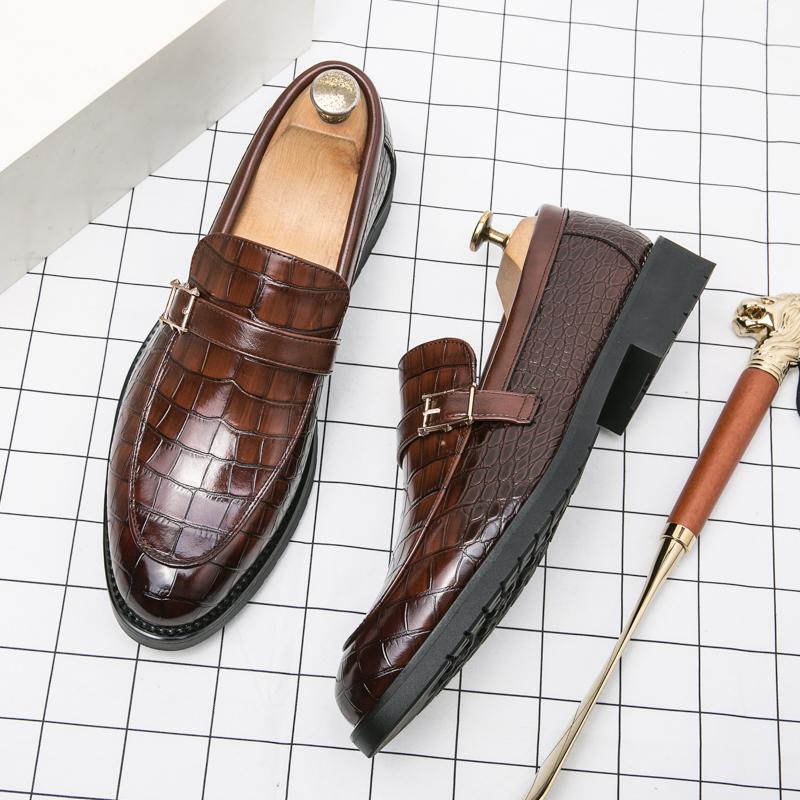 Fashion Spring Autumn Hot Selling Loafers Soft Sole Comfortable Men's Park Walking Shoes Crocodile Pattern Men's Business Casual Shoes