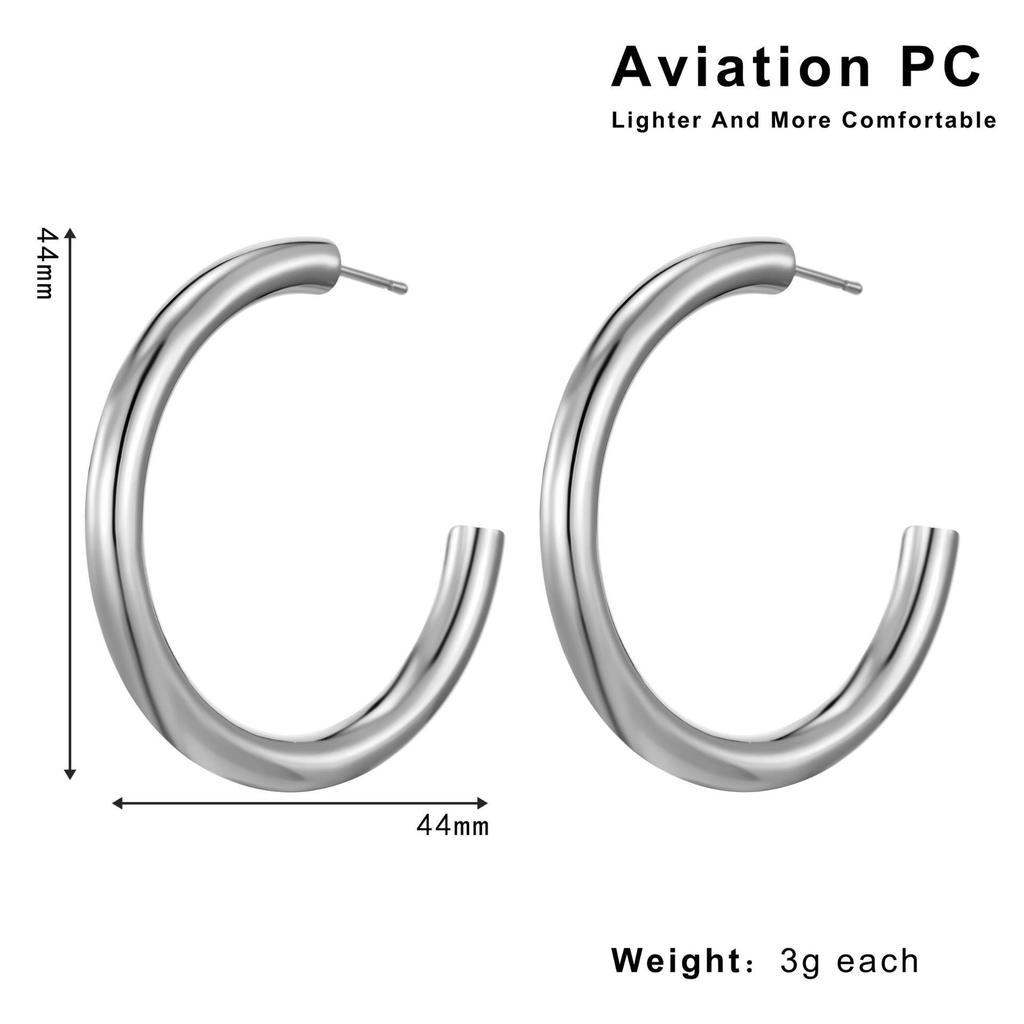European & American C-Shaped Earrings: Fashionable 18K Gold-Plated, Color-Preserving, Geometric Ear Cuffs, Praised in Aviation Material.