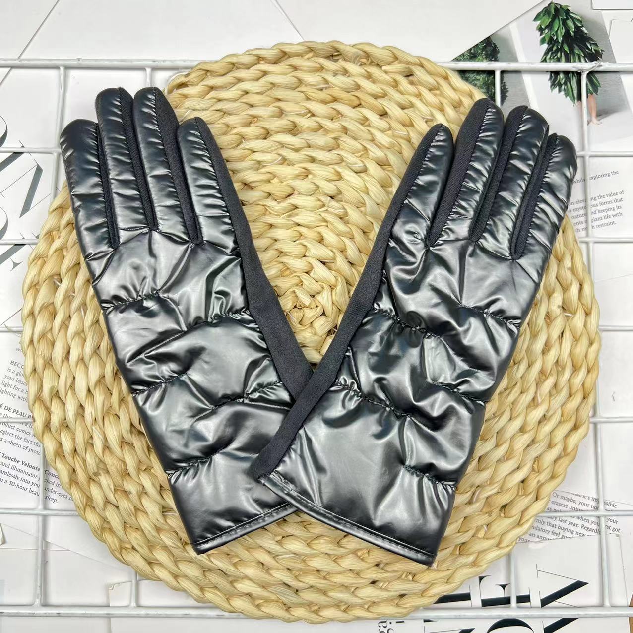 

Женские замшевые перчатки для сращивания, модные теплые перчатки для вождения с утолщенными пальцами one size fits all темно-серого