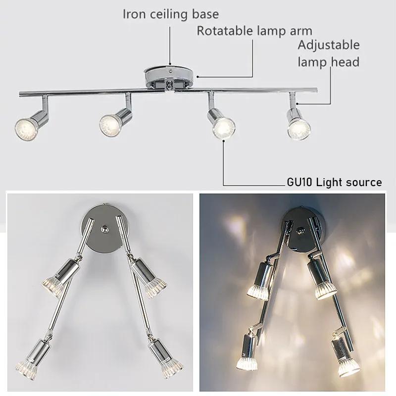 Nordic Stainless Steel Ceiling Light Multiple Strip LED Spotlights Living Room Chandeliers Lamps Home Decor Lighting Fixtures