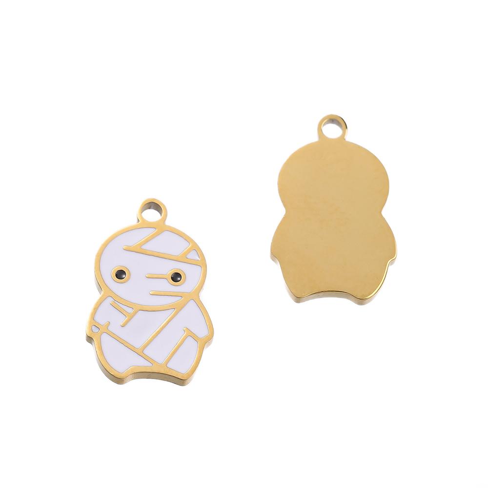 1pcs Stainless Steel Cartoon Halloween Enamel Charms Pumpkin Skeleton Ghost Bat Cat Pendants for DIY Jewelry Making Accessories