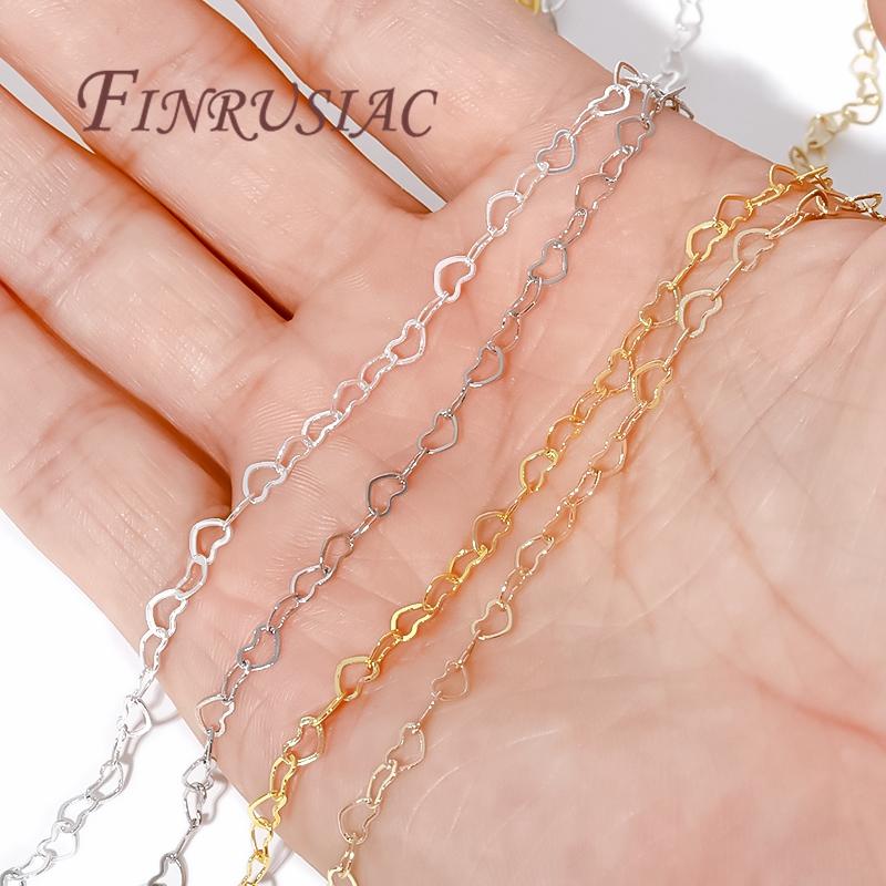 1/2Meters 14K/18K Gold Plated Love Heart Chains For Jewelry Making,Bulk Chain For Needlework,DIY Necklace Bracelets Findings