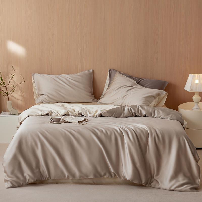 2026 New Silky Smooth Tencel 60s Four-Piece Cooling Bedding Set 1.2m Bed Sheet Set (3pcs) света кофе