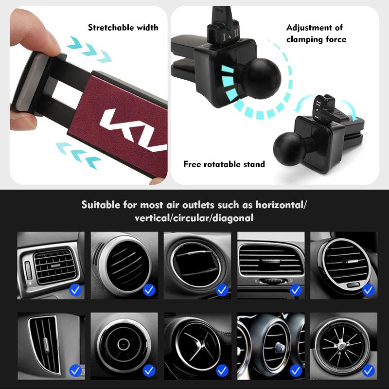 For KIA Car Gravity Mobile Phone Holder Air Vent Clip Mount GPS Stand K5 K2 Optima Soul Spectra Niro Cadenza Sephia Carens ymrjb44