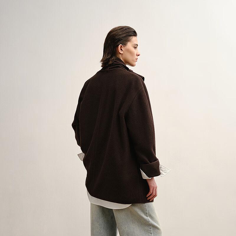 Less 2025 Autumn H-line Long Sleeve Wool Coat