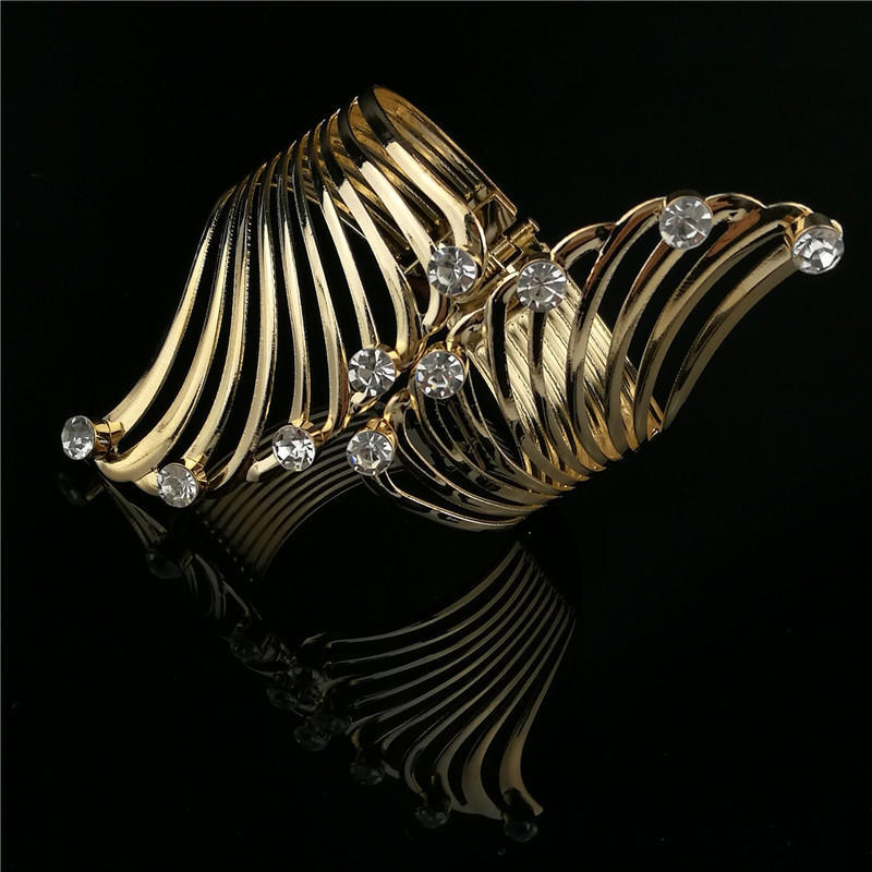 Bracciale esagerato con motivo ad ala di piume Braccialetti punk da donna Regali di gioielli con strass