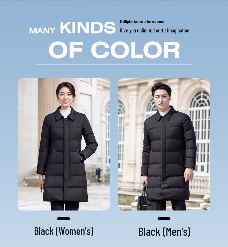 2025 Autumn/Winter Unisex Mid-Length Thickened Down Cotton Coat for Formal Wear