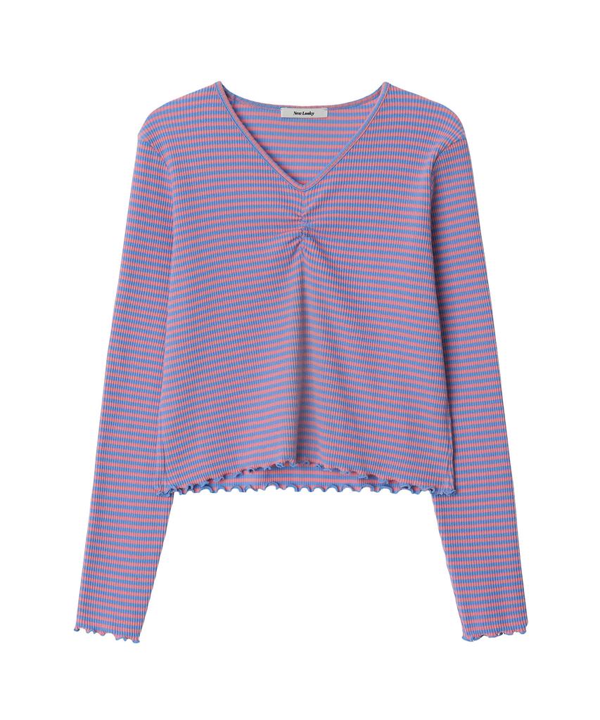 Nyuluki Shirring Point Long Sleeves T-Shirt_Pink