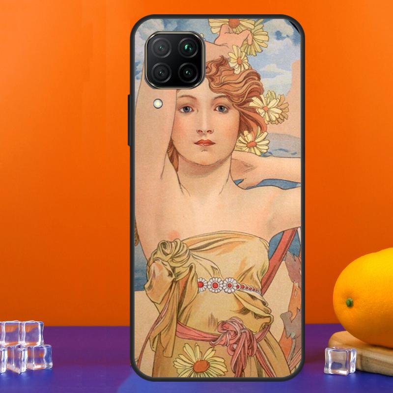 Vintage Alphonse Mucha Art For Huawei Nova 12s 12i 11i 8i 9 10 SE Y91 Y90 Y60 Y70 Y72 Y61 P20 P40 Lite P30 P60 Pro Case