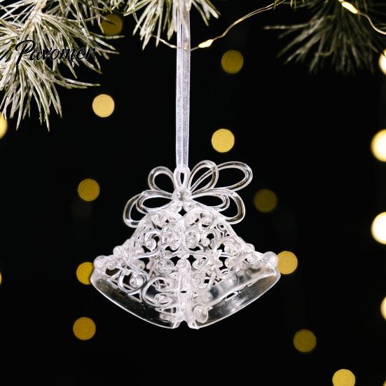 Durable Acrylic Hanging Decors Faux Crystal Christmas Ornaments, Clear Reindeer/Bell/Wreath/Wine Glass Winter Modern Holiday Ornament Collection