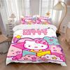 3pcs Hello Kitty with Stars and Clouds Print Bedding Set (1 Cover + 2 Pillowcases, Without Inserts), Soft and Comfortable S041