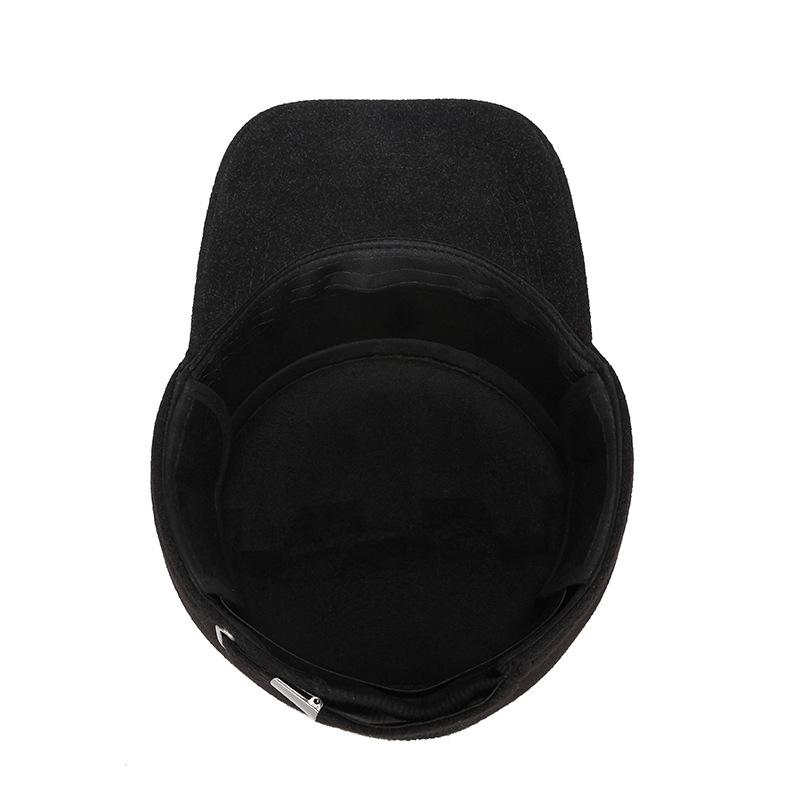 Zimní vlněná teplá bavlněná čepice pro středního věku a starší cyklisty, větruodolná, s ochranou uší, plochá čepice, venkovní