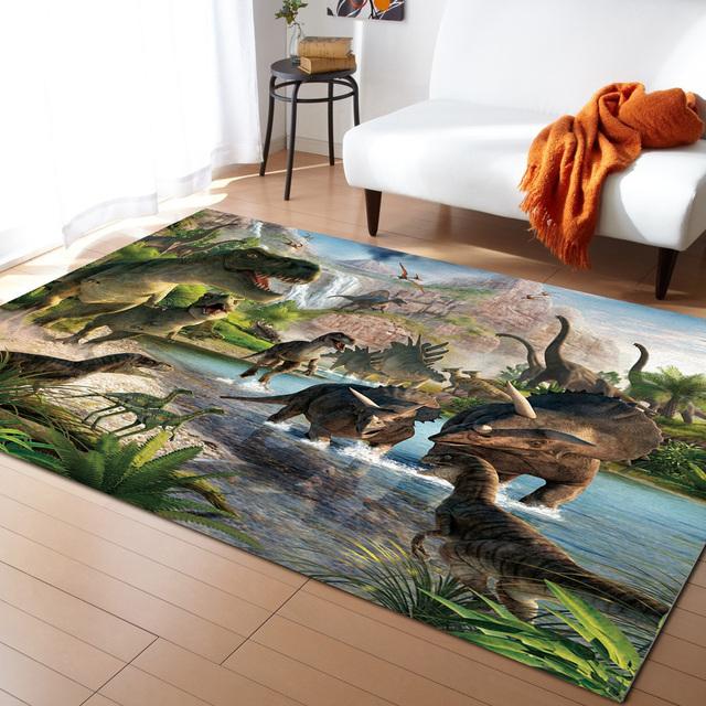 Cartoon Dinosaur Carpets for Living Room Home Decor Children's Room Anti-slip Crawling Mat Bedroom Bedside Foot Pad Doormat