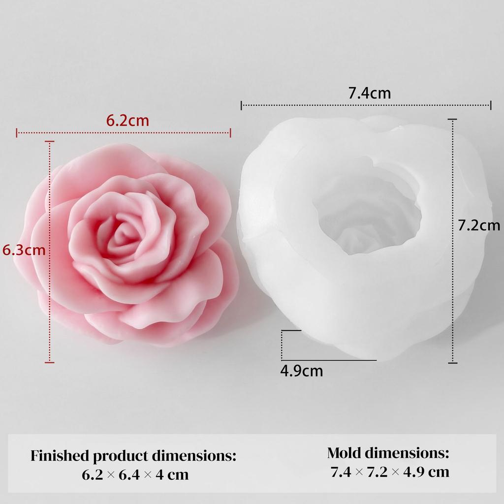 DIY Flower Crystal Resin Silicone Mold Peony Aroma Candle Mold 3D Rose Flower Mousse Cake Chocolate Mold Home Bedroom Decor