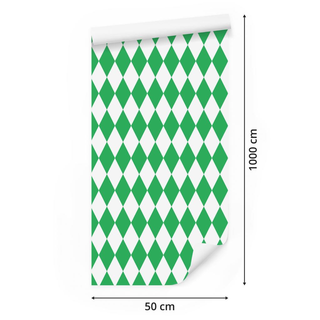 Harlequin Diamonds Wallpaper Green and White for Living Room and Bedroom 50x1000