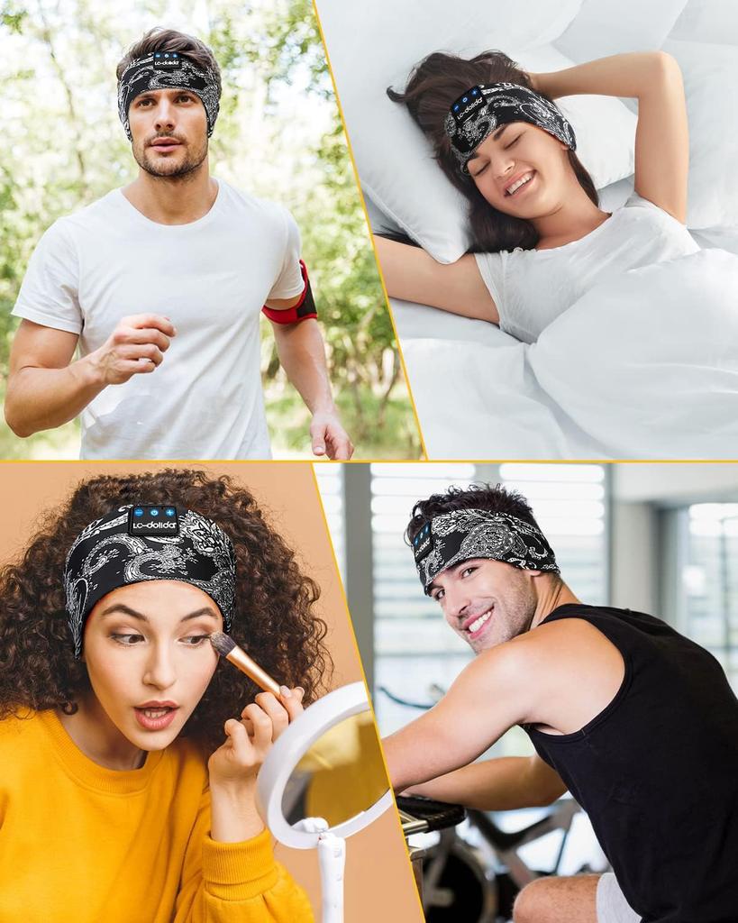 Headband Sleep Bluetooth Music Wireless Headphones with Thin HD Stereo for Side Compatible with iPhone Android LC-dolida Headphones, Headphones,