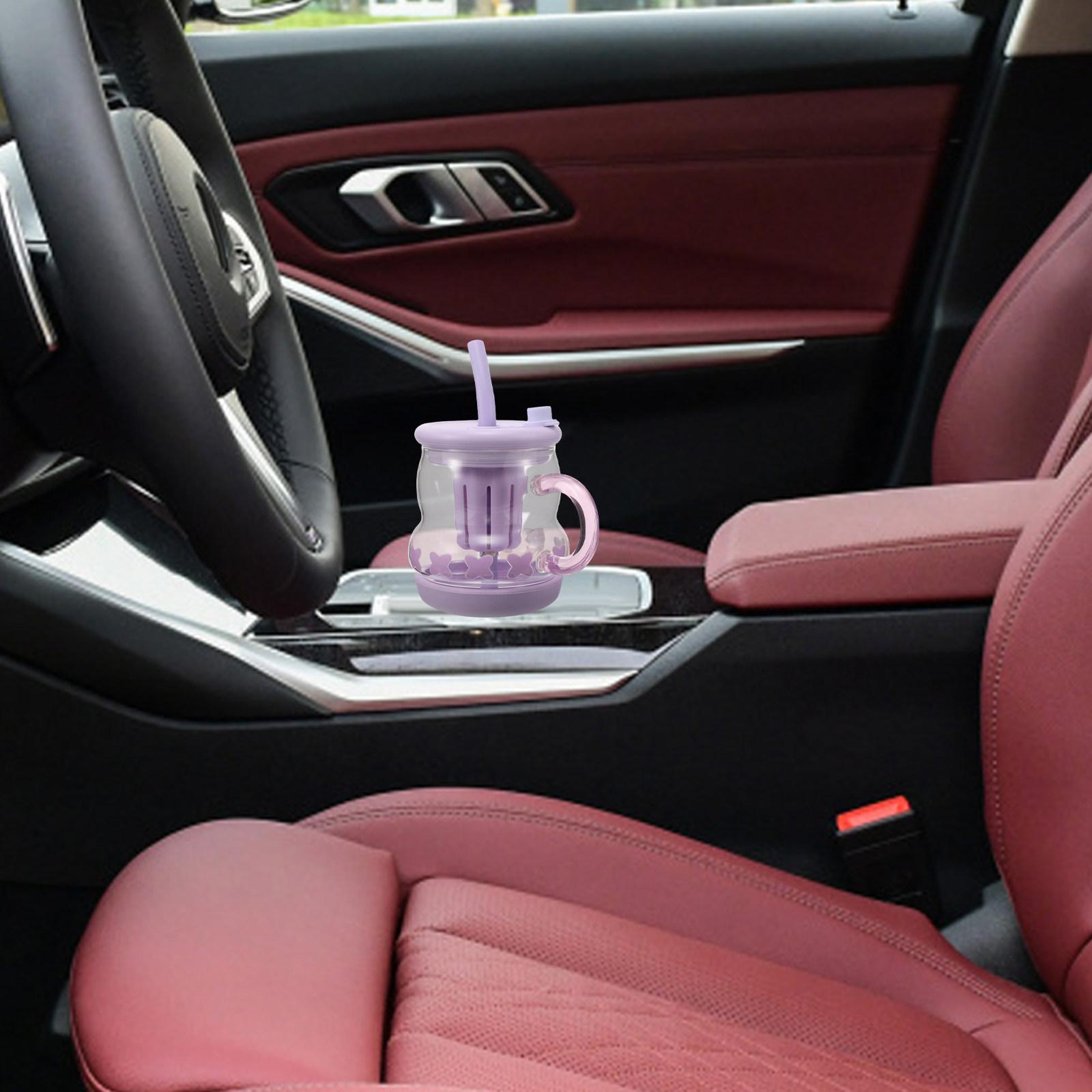 

Versatile Glass Tumbler with Comfortable Handle Reusable Straw Elegant Modern Design for Hot Cold Drinks Daily Use Car Office other