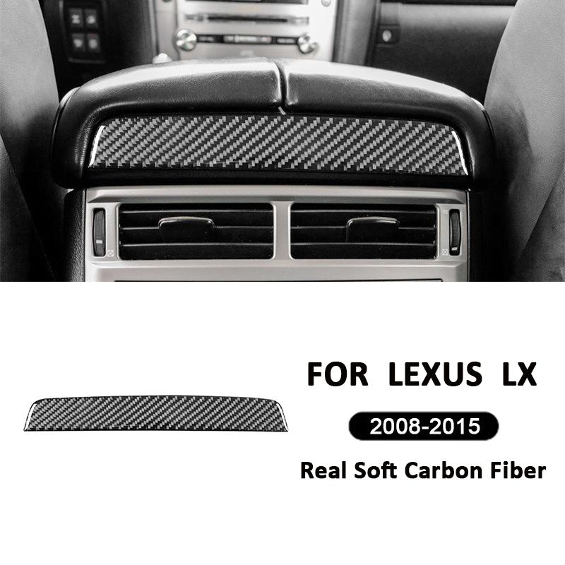 For Lexus LX 2008-2015 Carbon Fiber Automotive Rear Center Air Outlet Top Panel Storage Box Cover Decoration Interior Sticker
